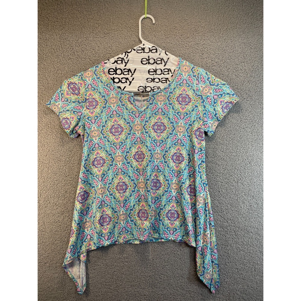 C'EST La Vie Women's Top Size Large Short Sleeve Cotton